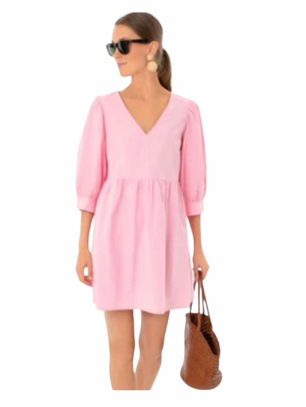 Tuckernuck Pomander Place Lizzie Mini Dress 3/4 Puffy Sleeves 100% Cotton Sz M